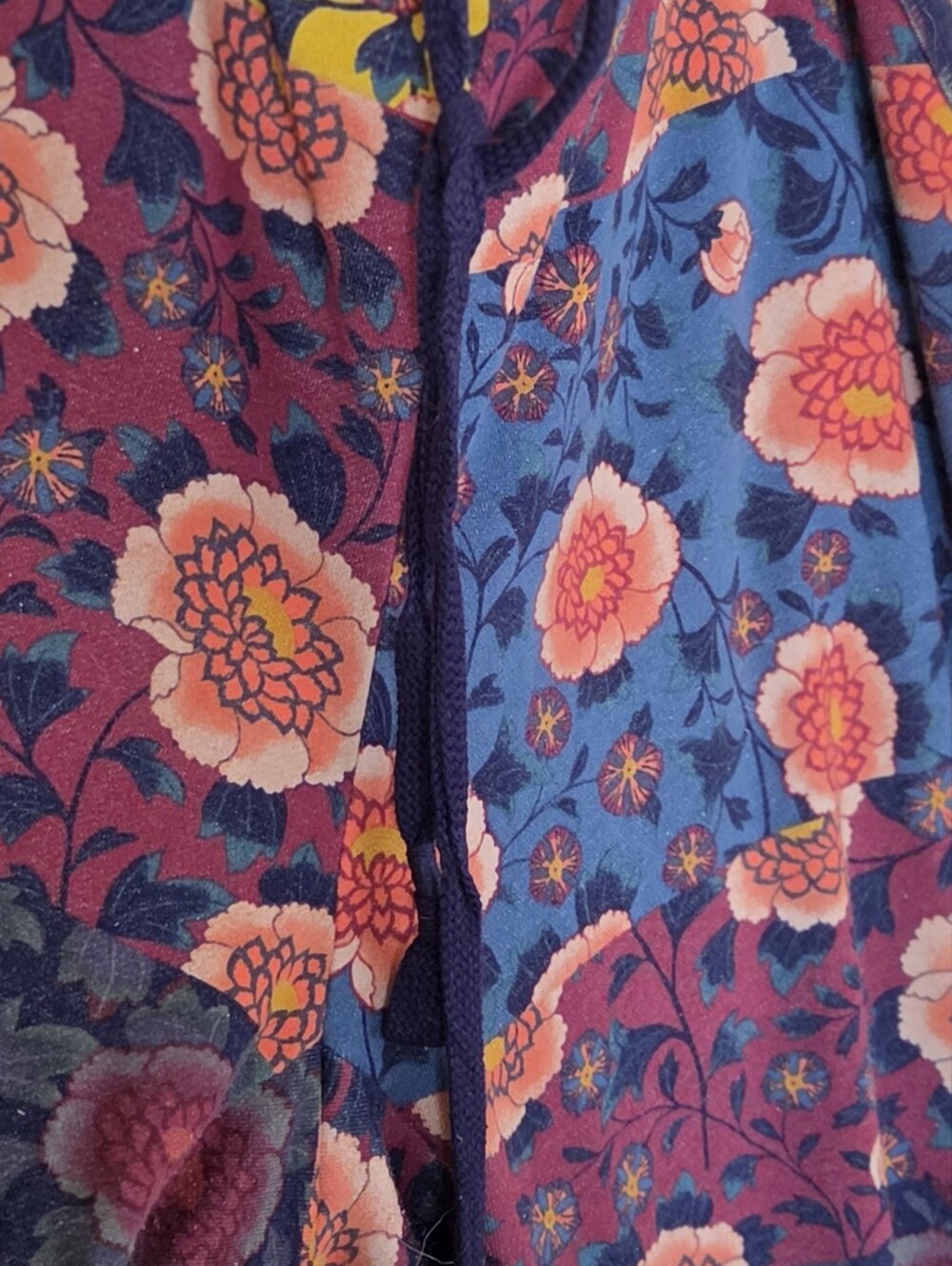 Anthropologie Navy, Burgundy & Yellow Floral Harem Joggers - Picture 3 of 4